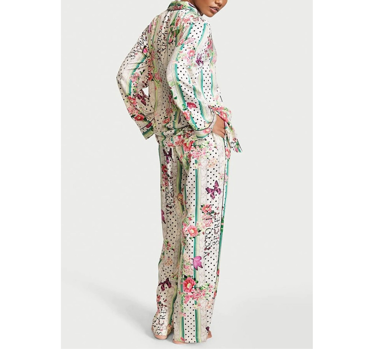 Пижама Satin Long PJ Set Flower print