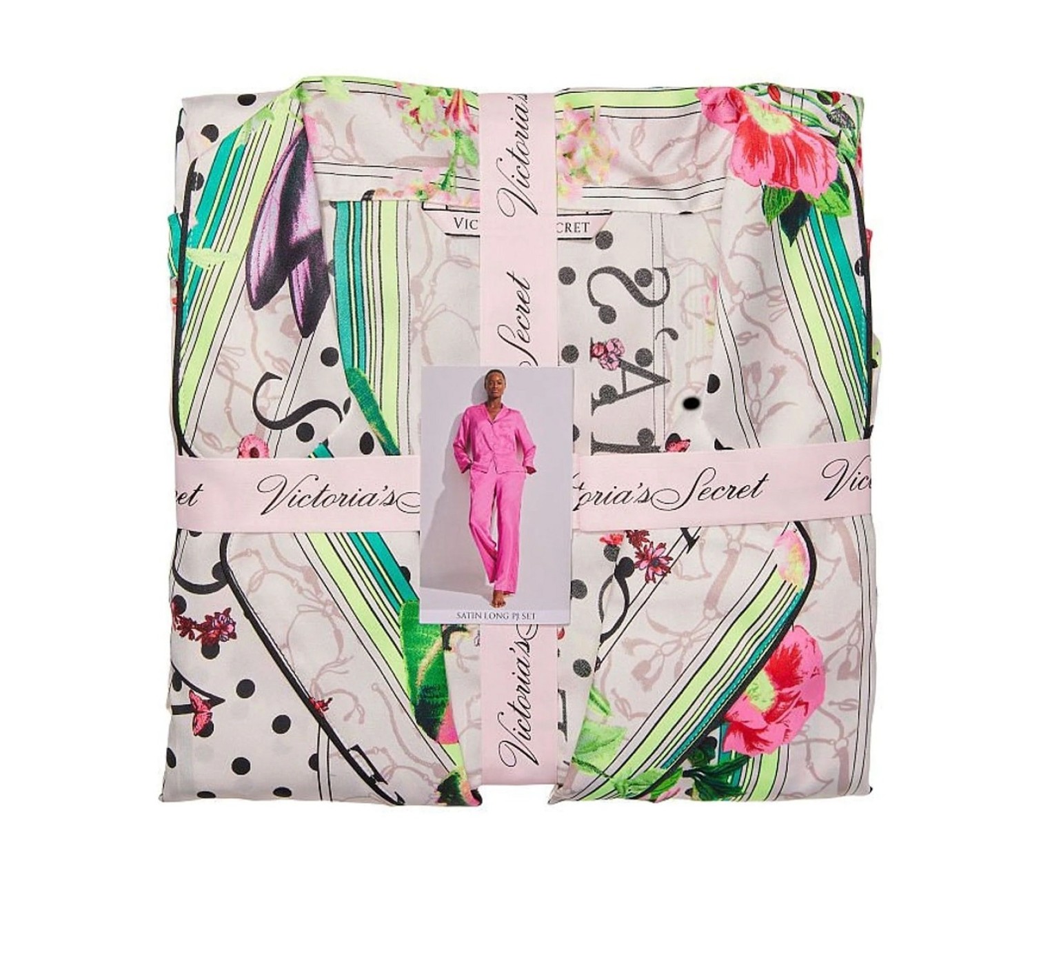 Пижама Satin Long PJ Set Flower print