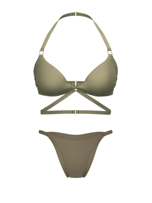 Купальник Archives Sexy Cut-Out Strappy Push-Up Bikini Top Set Desert Cactus