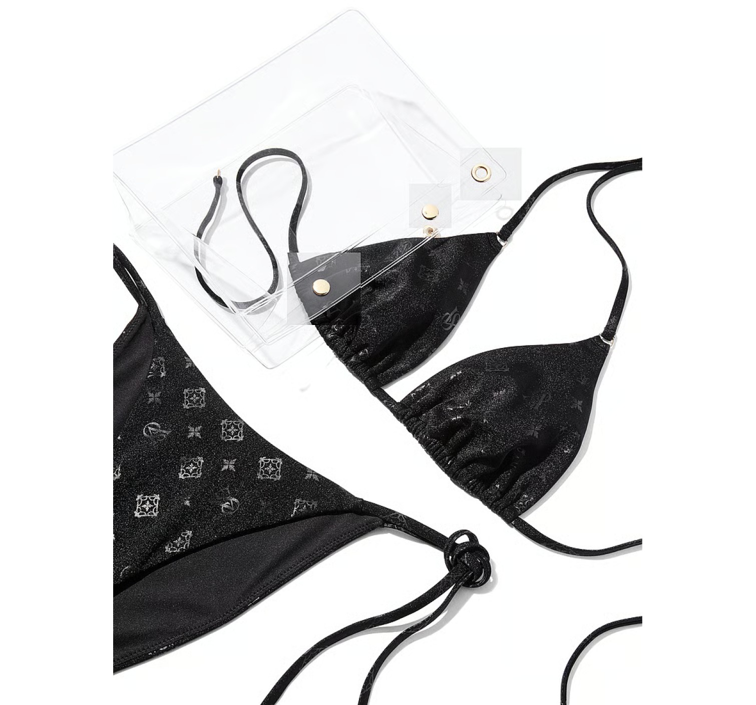 Купальник Victoria's Secret Black Shimmer The BagKINI String Bikini Set 