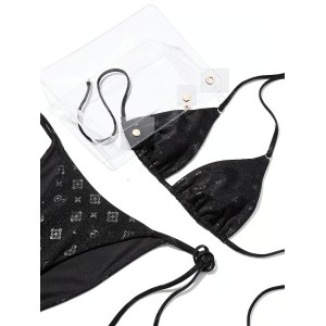 Купальник Victoria's Secret Black Shimmer The BagKINI String Bikini Set 