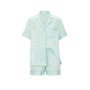 Пижама Victoria's Secret Signature Satin Short Pajama Set Yacht Blue Polka Dot