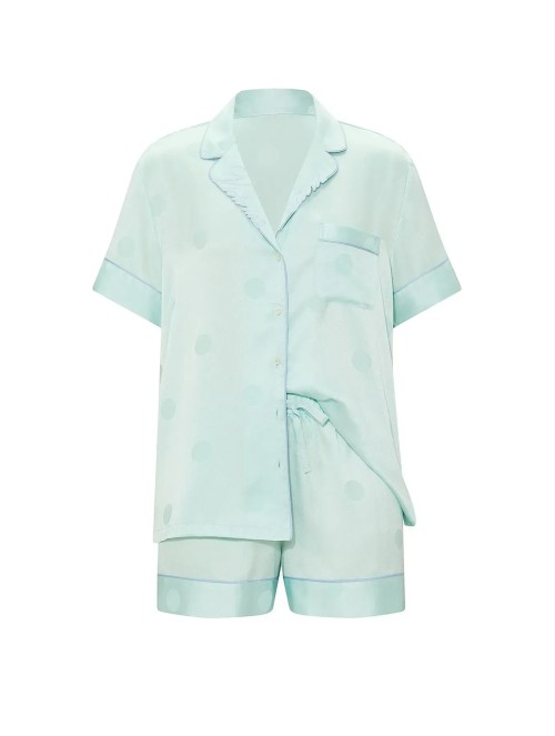 Піжама Victoria's Secret Signature Satin Short Pajama Set Yacht Blue Polka Dot