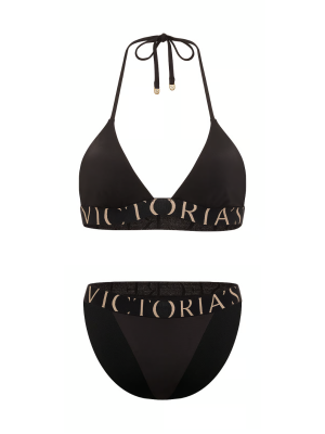 Купальник Exploded Logo Black Triangle Bikini Top Set Victoria's Secret