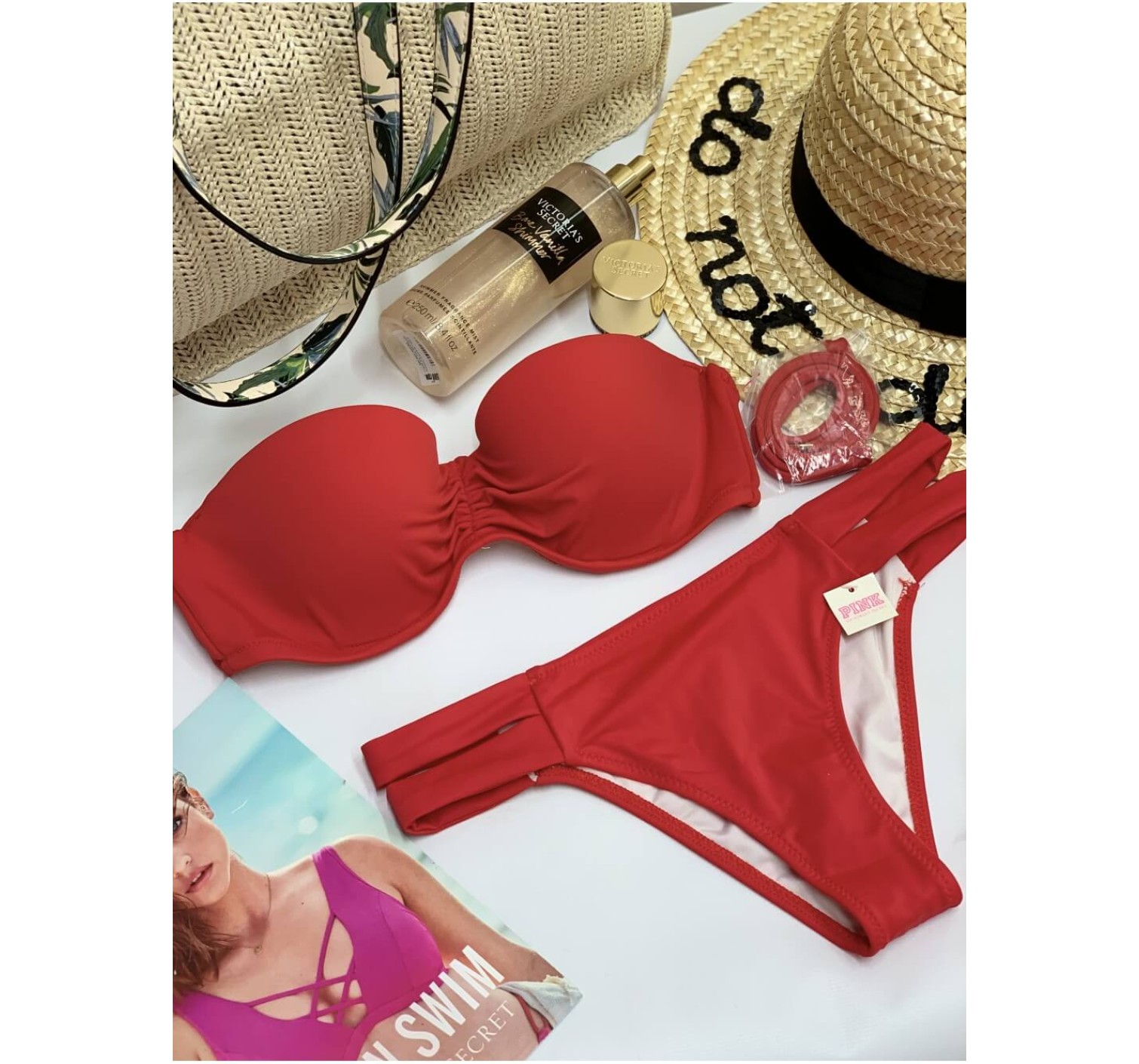 Купальник бандо Victoria's Secret PINK Bra 32B + mini cheekster panty