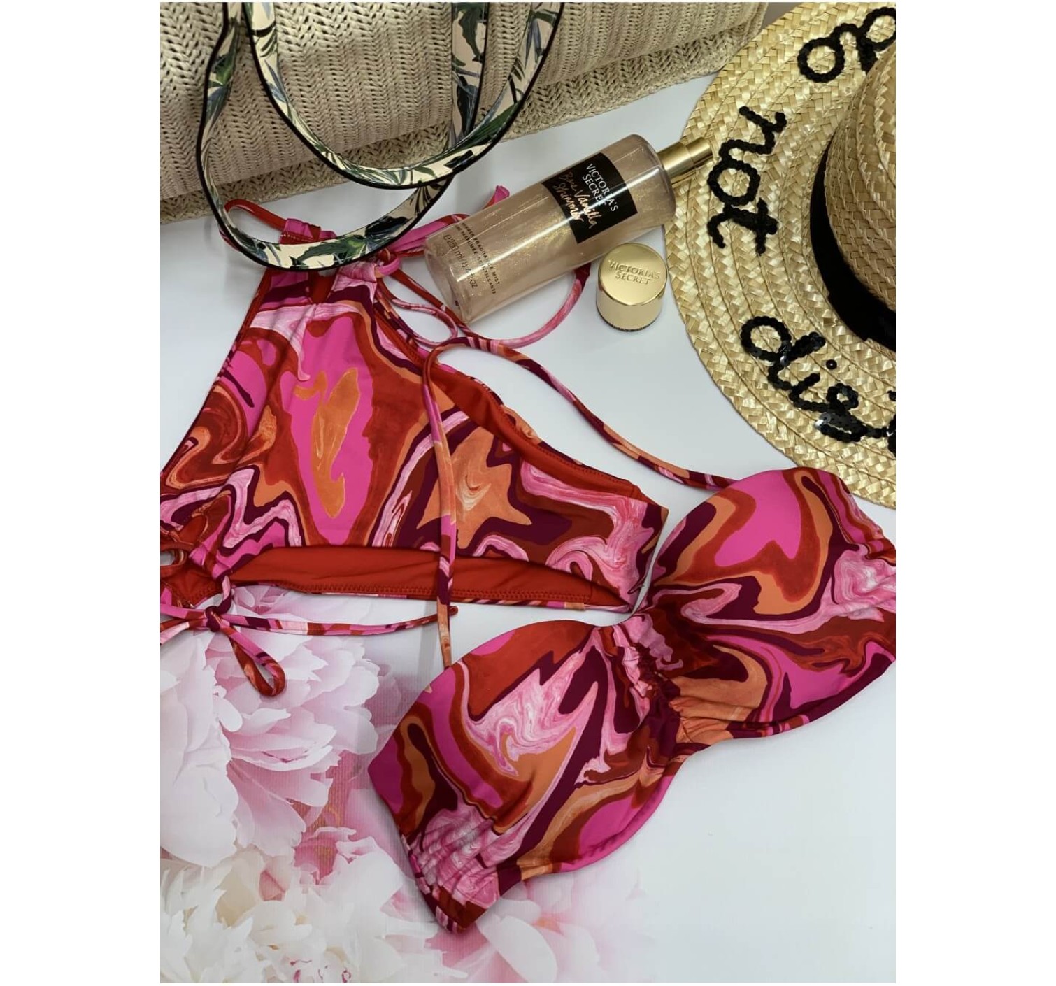 Купальник бандо Victoria’s Secret красочный принт
