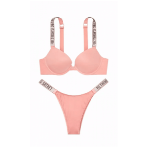 Комплект белья Victoria’s Secret Very Sexy Embellished Strap Push-up Bra set Rose tan
