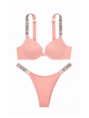 Комплект белья Victoria’s Secret Very Sexy Embellished Strap Push-up Bra set Rose tan