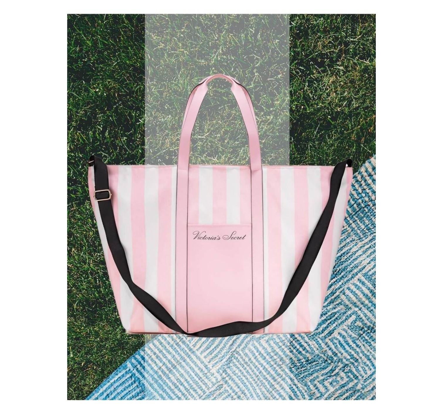 Пляжна сумка Victoria's Secret Signature Striped Pink Beach Tote