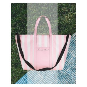 Пляжна сумка Victoria's Secret Signature Striped Pink Beach Tote