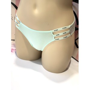 Трусики Victoria's Secret PINK mini logo strappy grey cheekster panty