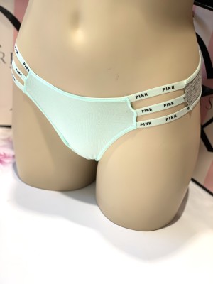 Трусики Victoria's Secret PINK mini logo strappy grey cheekster panty