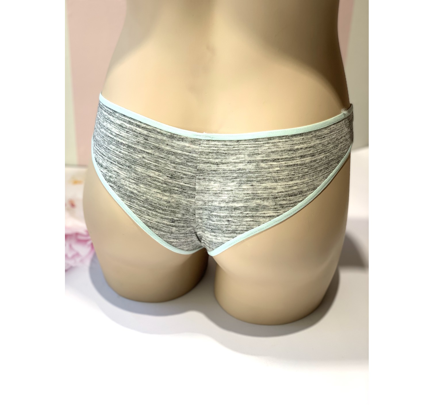 Трусики Victoria's Secret PINK mini logo strappy grey cheekster panty
