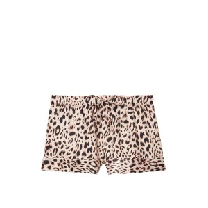 Сатиновая пижама Victoria’s Secret The Satin Short PJ Set Champagne Nude Leopard Spots