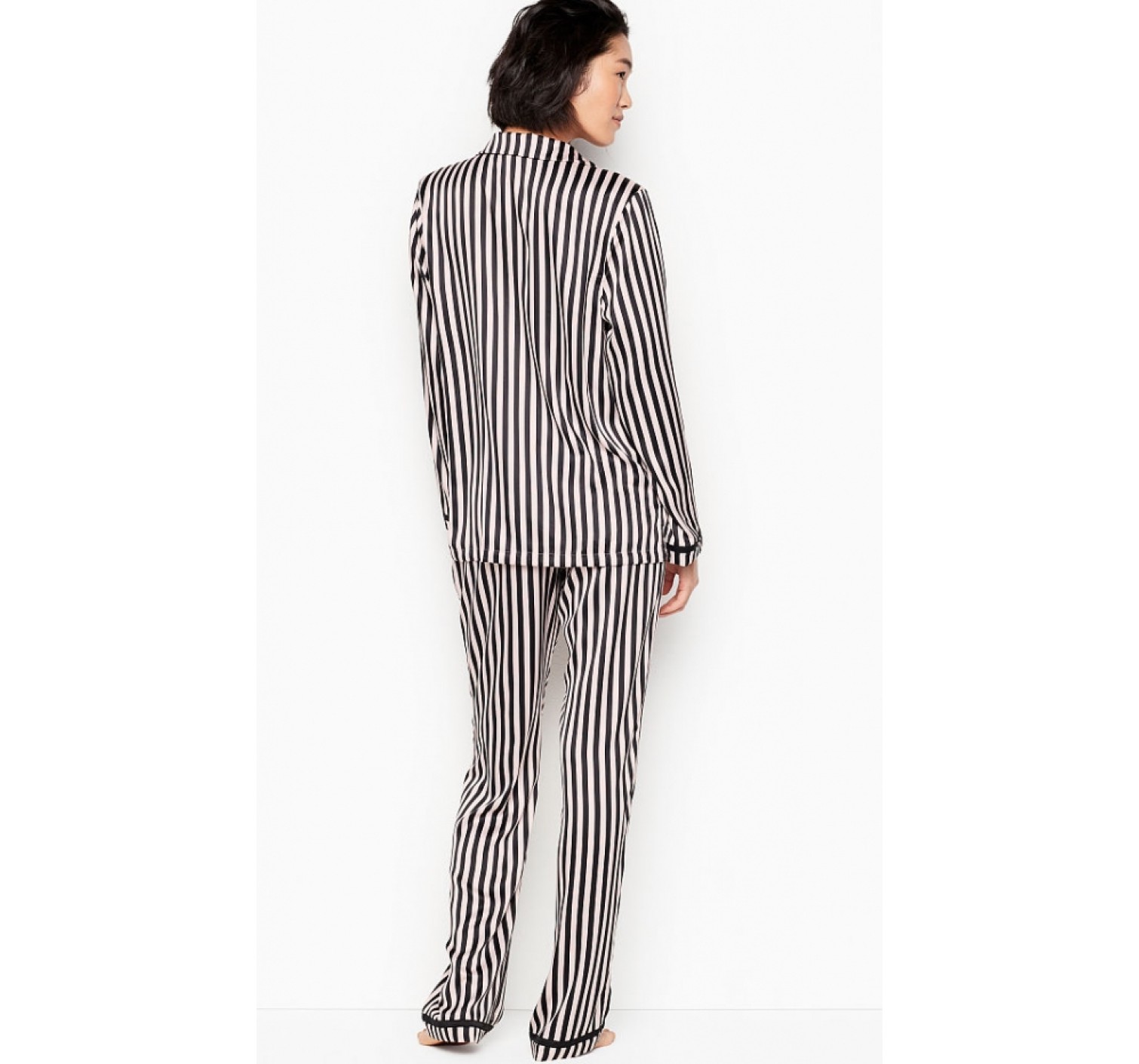 Сатиновая пижама Victoria’s Secret Black Stripes The Satin PJ Set