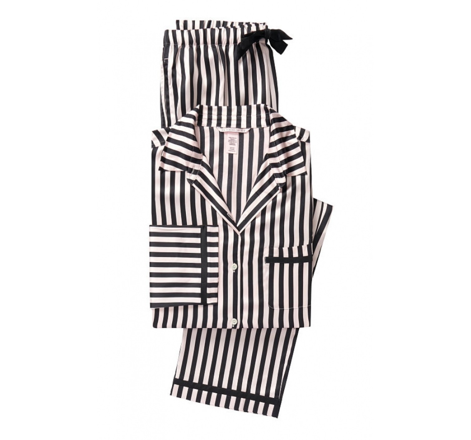 Сатиновая пижама Victoria’s Secret Black Stripes The Satin PJ Set