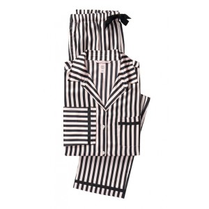 Сатиновая пижама Victoria’s Secret Black Stripes The Satin PJ Set
