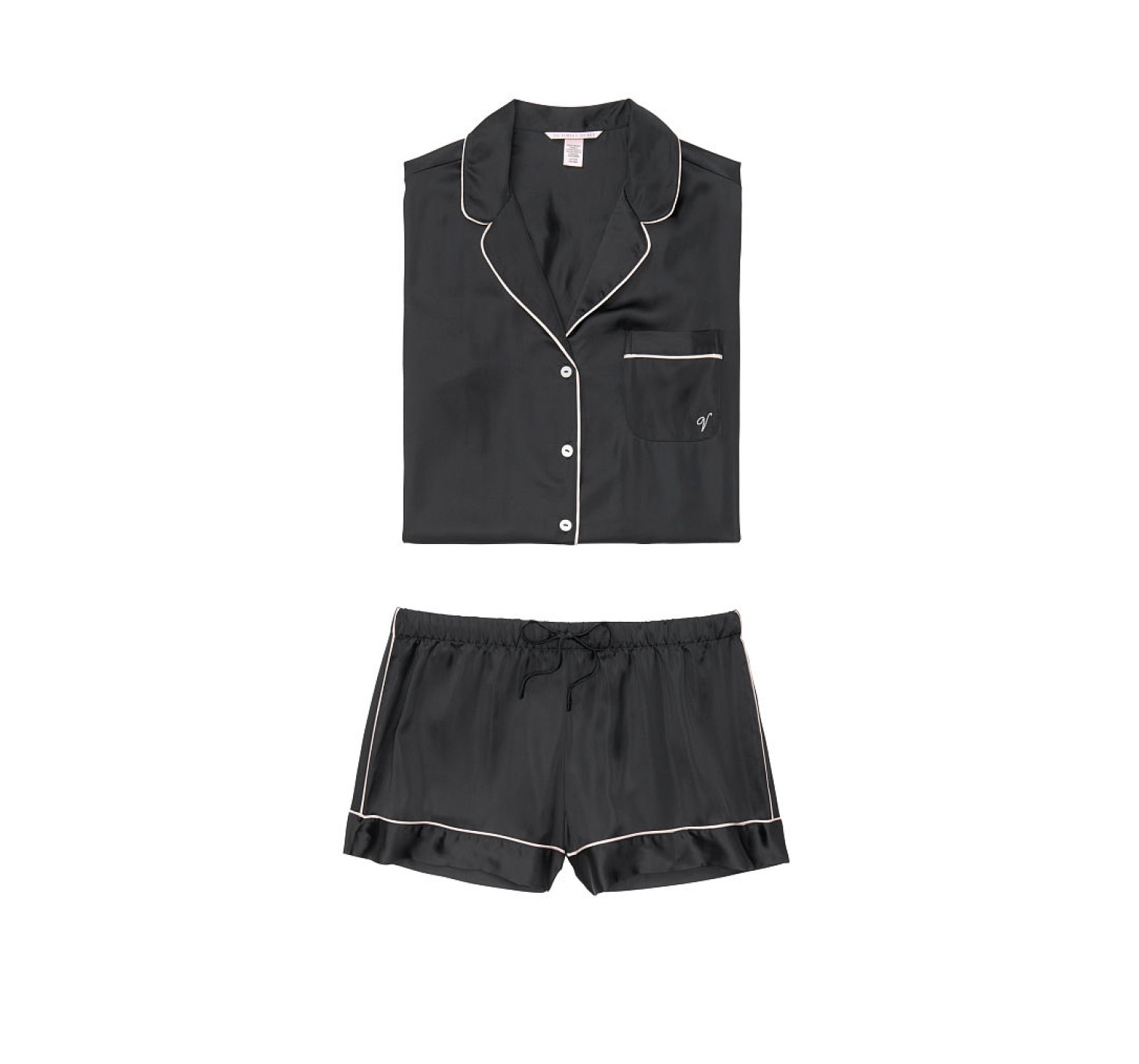 Сатиновая пижама Victoria’s Secret The Satin Short Black PJ Set