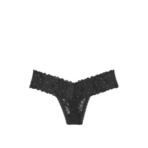 Трусики стринги Victoria’s Secret Black Lace Thong panty