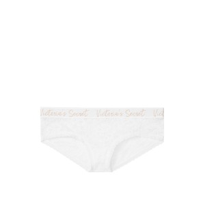 Трусики Victoria’s Secret Hiphugger, белые хипхагеры с кружевом