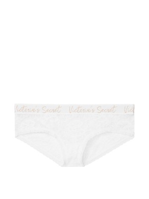 Трусики Victoria’s Secret Hiphugger, белые хипхаггеры с кружевом