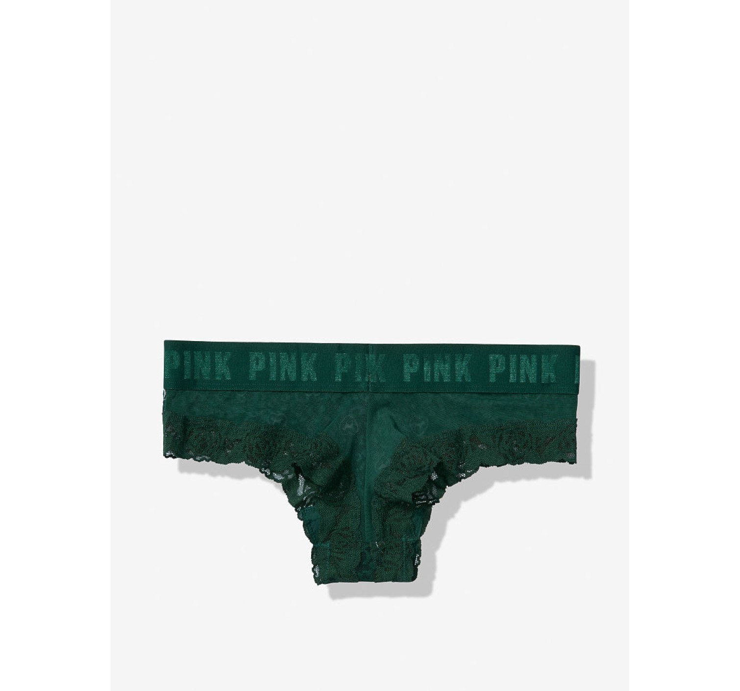 Трусики Victoria’s Secret Cheeky, зеленые чики с резинкой лого PINK