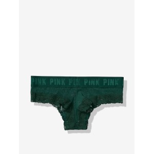 Трусики Victoria’s Secret Cheeky, зеленые чики с резинкой лого PINK