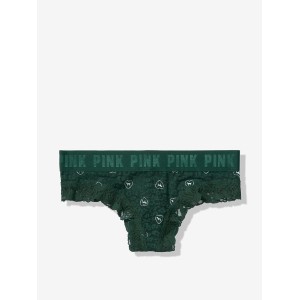 Трусики Victoria’s Secret Cheeky, зеленые чики с резинкой лого PINK