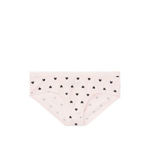 Трусики Victoria’s Secret Bikini нежно-розовые, принт сердечки, на резинке лого Виктория Сикрет
