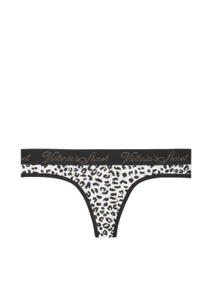 Трусики стринги Victoria’s Secret Thong Animal print Logo Виктория Сикрет