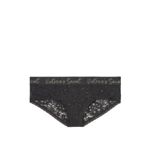 Трусики Victoria Secret Hiphugger Black Logo Вікторія Сікрет