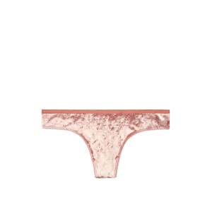 Трусики Victoria’s Secret Thong, велюровые стринги бежевые