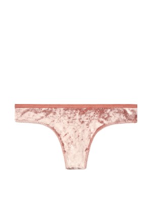Трусики Victoria’s Secret Thong, велюровые стринги бежевые