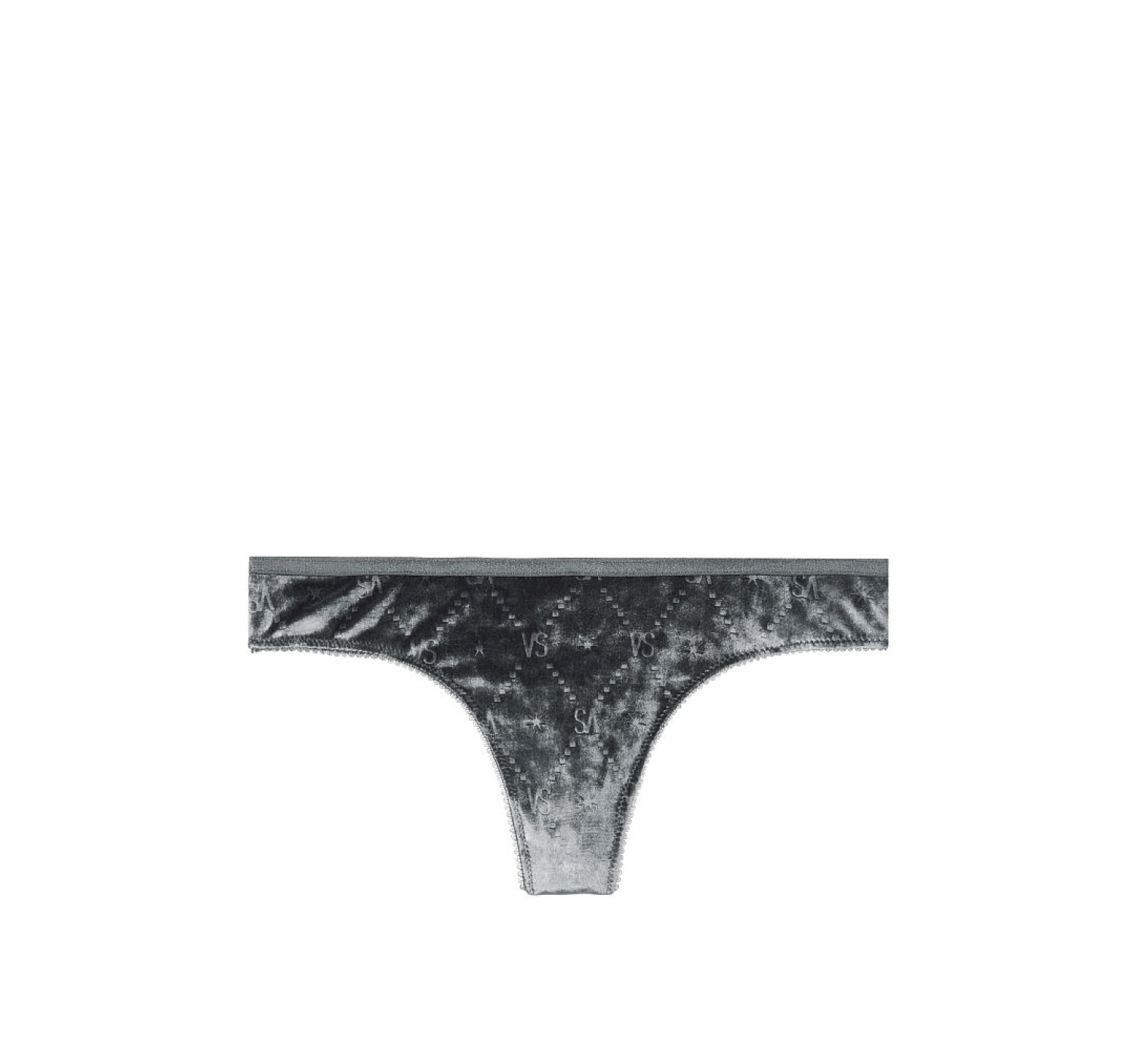 Трусики Victoria’s Secret Thong, велюровые стринги серые