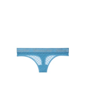 Трусики Victoria's Secret Thong стрінги сині на гумці лого Вікторія Сікрет