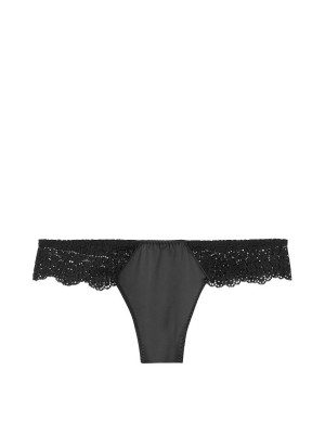 Трусики стринги Victoria’s Secret Thong Very Sexy черные с кружевом