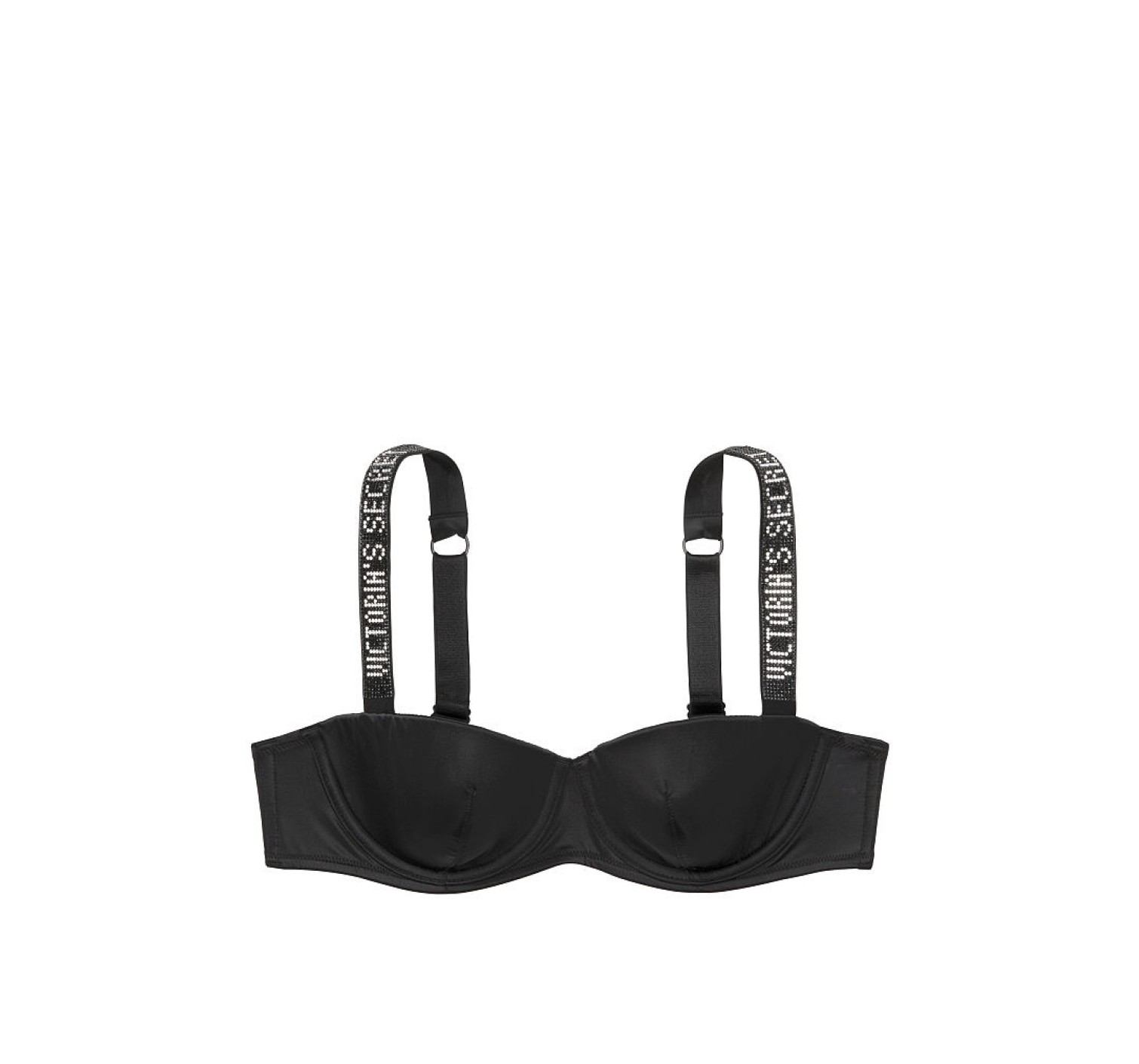 Комплект белья Victoria’s Secret Very Sexy BALCONETTE BLACK Embellished Straps Lined Bra set