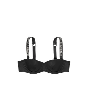 Комплект белья Victoria’s Secret Very Sexy BALCONETTE BLACK Embellished Straps Lined Bra set