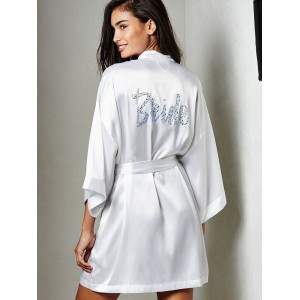 Халат Victoria's Secret satin white Bride logo VS