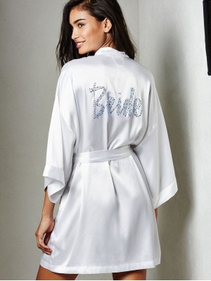 Халат Victoria’s Secret satin white Bride logo VS