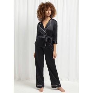 Сатиновая пижама BlueBella Wren Kimono and Trouser Set Black