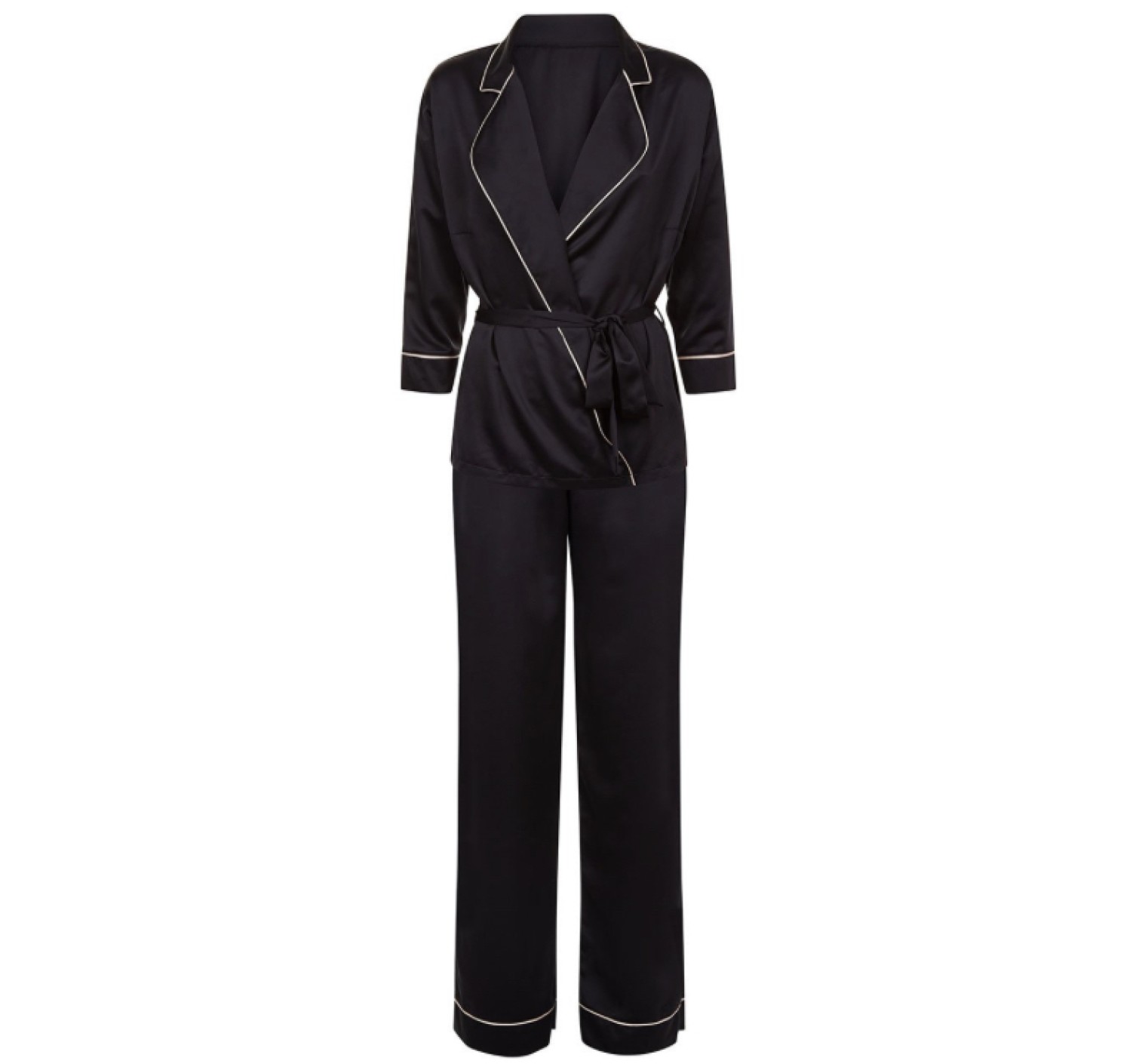 Сатиновая пижама BlueBella Wren Kimono and Trouser Set Black