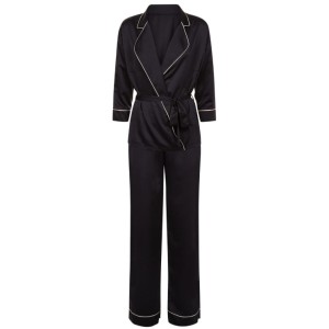 Сатиновая пижама BlueBella Wren Kimono and Trouser Set Black