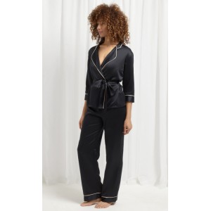 Сатиновая пижама BlueBella Wren Kimono and Trouser Set Black
