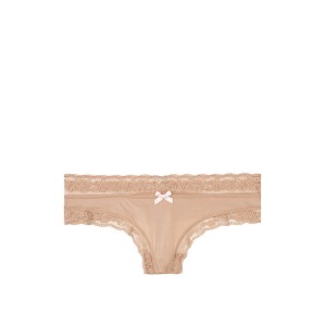 Трусики Victoria’s Secret Micro Beige Lace Inset Thong Panty