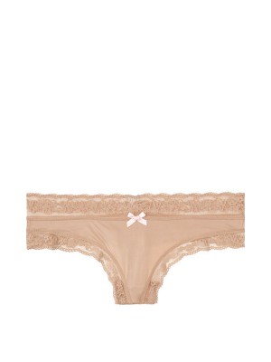 Трусики Victoria’s Secret Micro Beige Lace Inset Thong Panty