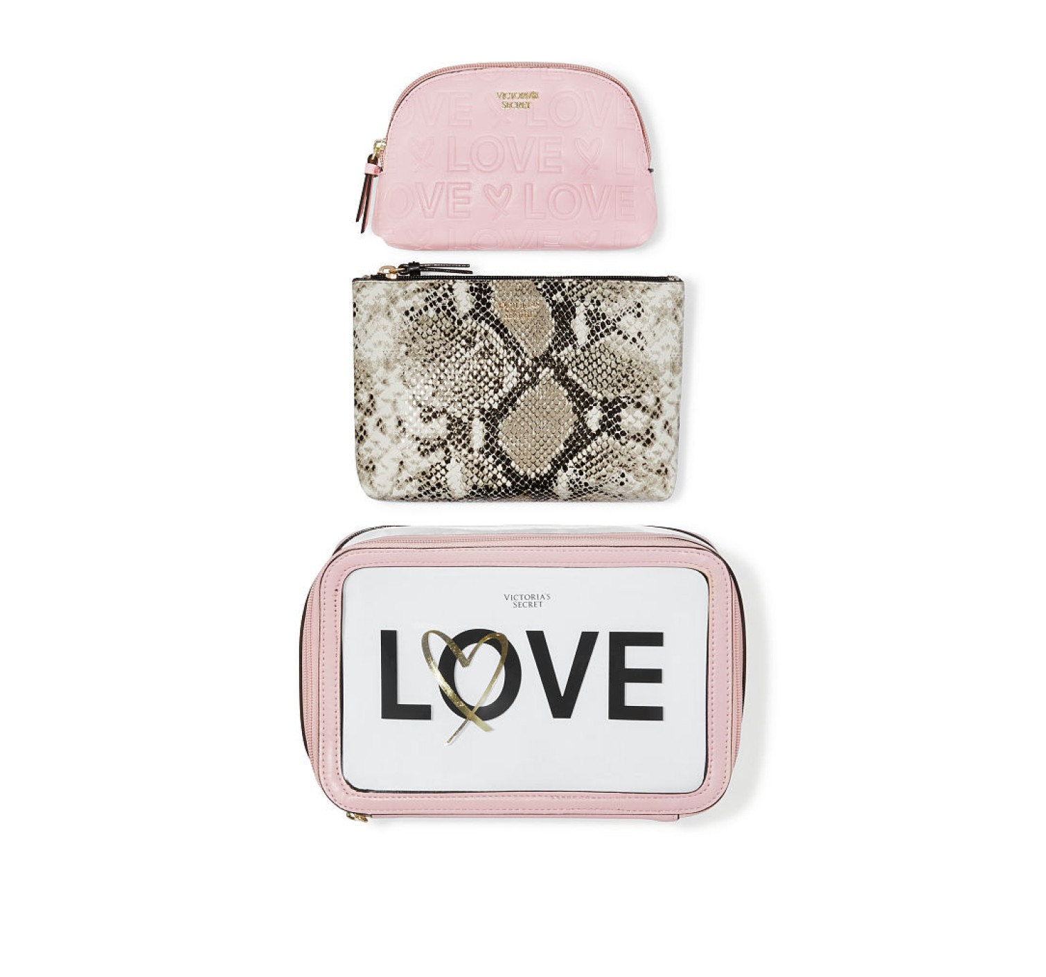 3 в 1 косметичка Victoria’s Secret LOVE Pink Backstage Nested Trio