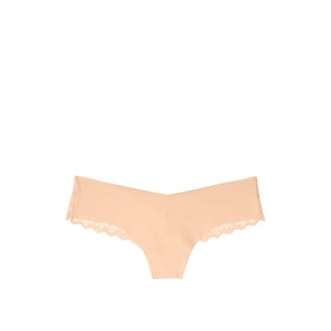 Трусики бесшовные Victoria’s Secret Floral Mesh Pale Apricot Thong panty