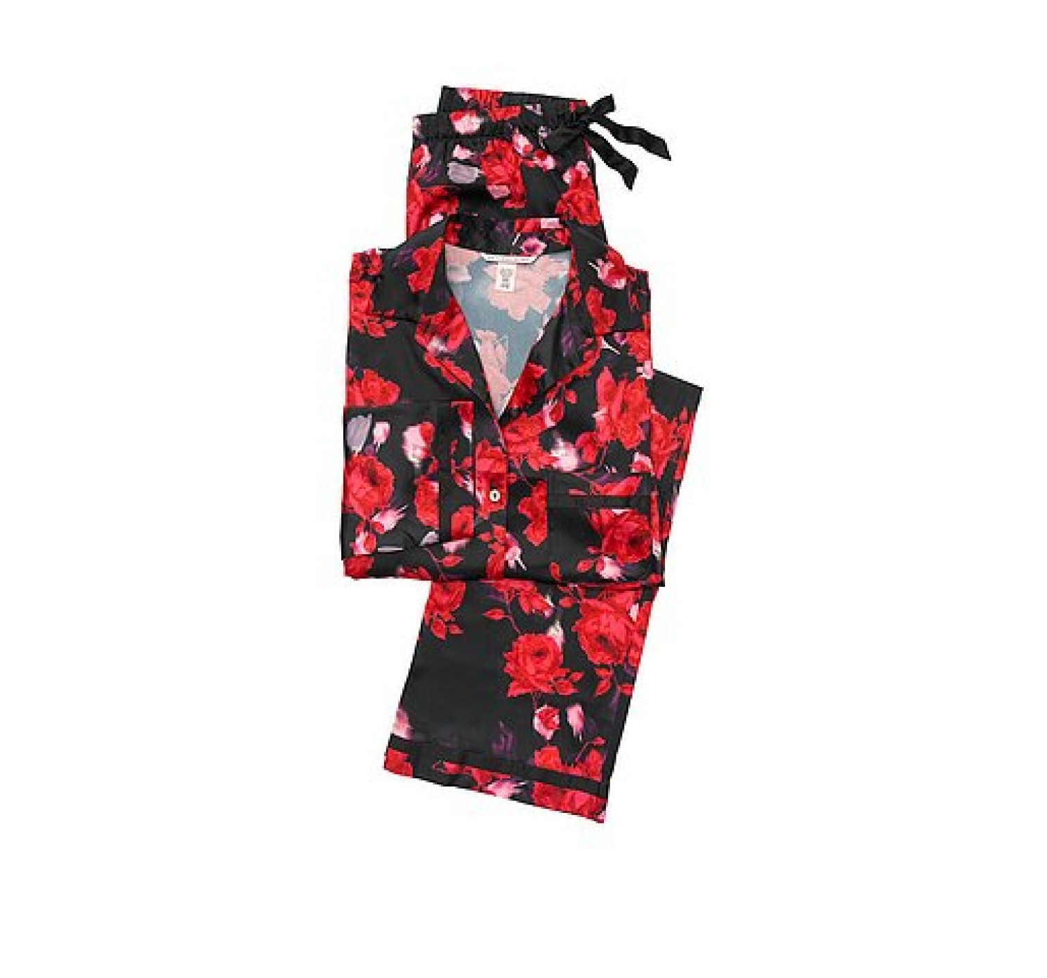 Піжама Victoria's Secret Satin Long PJ Set Black floral print