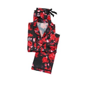 Піжама Victoria's Secret Satin Long PJ Set Black floral print